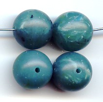 GREEN MARBLE MATTE 14MM ROUND BEADS - Lot of 12