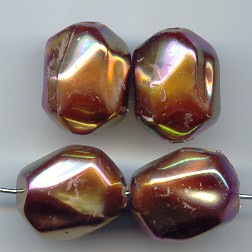 BROWN AB SCARABE' 20X15MM NUGGET BEADS - Lot of 12