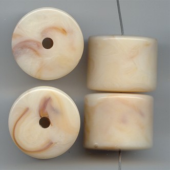 BEIGE MARBLE 20X24MM BARREL BEADS - Lot of 12