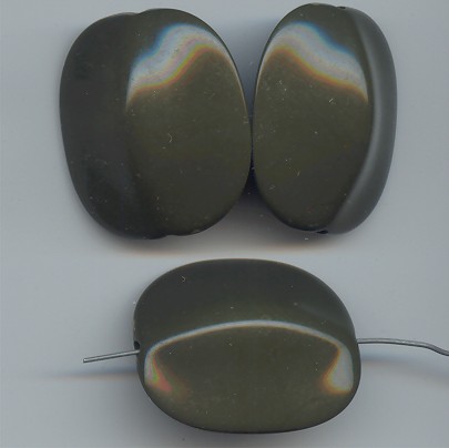 (image for) ARMY GREEN 35X30MM FLAT ROUNDED EDGE RECTANGLE BEADS - Lot of 12