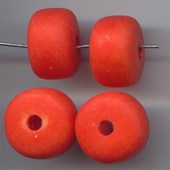 MATTE ORANGE WASH 12X18MM DONUT SPACER BEADS - Lot of 12