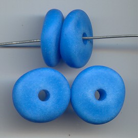 BLUE MATTE WASH 6X20MM WAVY SPACER BEADS - Lot of 12