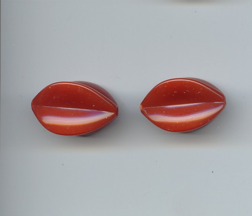 (image for) RUST 29X18 FLUTED OVAL BEADS - Lot of 12