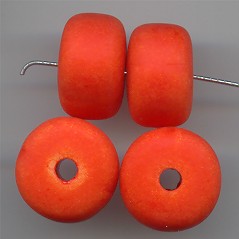 ORANGE MATTE WASH 12X18MM DONUT SPACER BEADS - Lot of 12