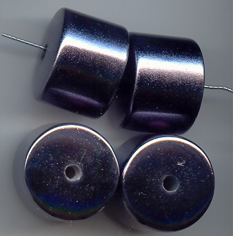 HEMATITE 18X24MM BARREL SMOOTH BEADS - Lot of 12