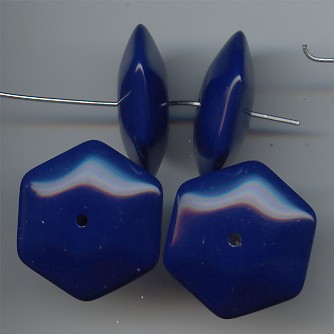 NAVY BLUE 9X25MM HEXAGON BEADS - Lot of 12