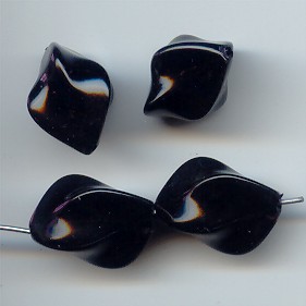 (image for) JET 20X16MM OVAL TWISTED BEADS - Lot of 12