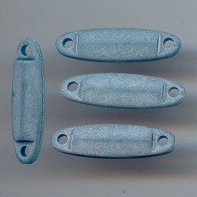PETROL MATTE 31X9MM OVAL DUAL HOLE FLAT BEADS - Lot of 12