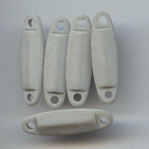 GREY KHAKI MATTE 31X9MM OVAL DUAL HOLE FLAT BEADS - Lot of 12