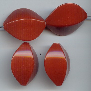 (image for) RUST 29X25MM OVAL FOOTBALL SHAPE BEADS - Lot of 12