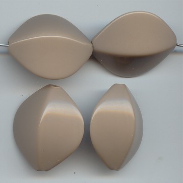 (image for) BEIGE MOCCA 29X25MM OVAL FOOTBALL SHAPE BEADS - Lot of 12
