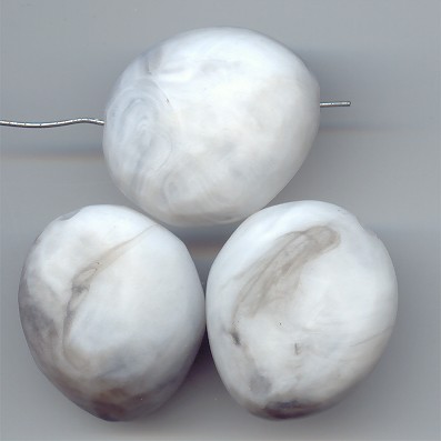 (image for) WHITE GREY MARBLE MATTE 35X30MM ROCK NUGGET BEADS - Lot of 12