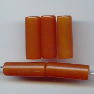 AMBER 25X9MM CYLINDER SMOOTH TUBE BEADS - Lot of 12