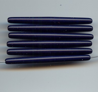 (image for) NAVY BLUE 58X5MM STICK TUBE BEADS - Lot of 12