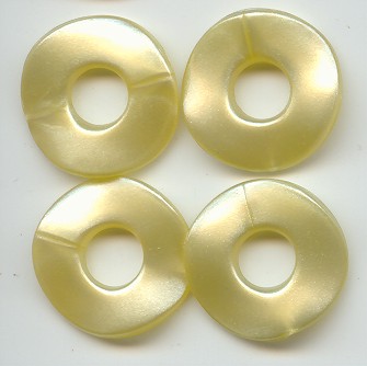 (image for) YELLOW PEARLIZED 2X25MM WAVY DISC BEADS - Lot of 12