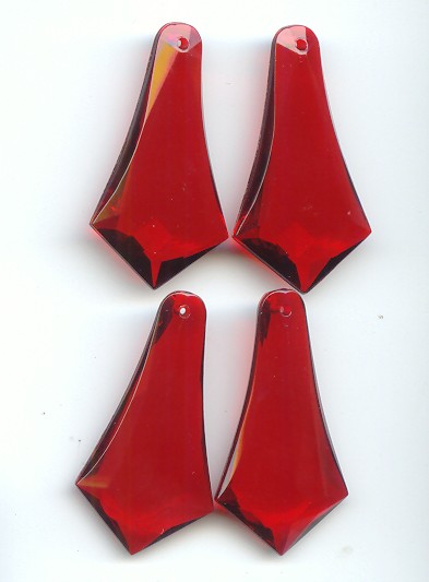 (image for) RUBY 42X22MM POINTED DROP FACETED PENDANTS - Lot of 12