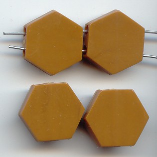 BROWN 22MM HEXAGON DUAL HOLE BEADS - Lot of 12