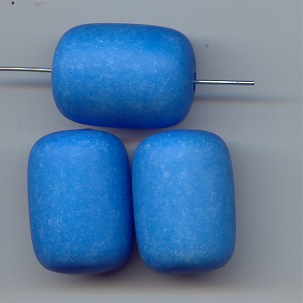 BLUE MATTE WASH 28X20MM BARREL BEADS - Lot of 12