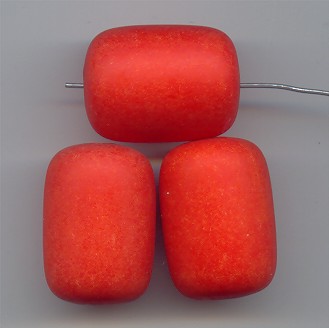 ORANGE MATTE WASH 28X20MM BARREL BEADS - Lot of 12