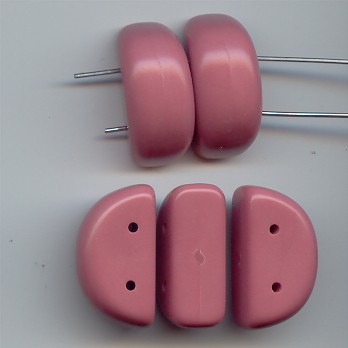 (image for) DUSTY ROSE 14x25MM 2-HOLE CRESCENT SPACER BEADS - Lot of 12