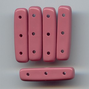 DUSTY ROSE 8X30MM 3-HOLE RECTANGLE SPACER BEADS - Lot of 12
