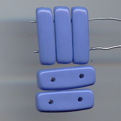 SPRING BLUE 6X20MM 2-HOLE RECTANGLE SPACER BEADS - Lot of 12