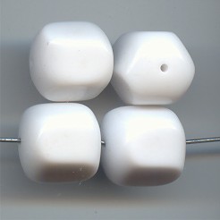 WHITE 16X14MM SMOOTH HEXAGON BEADS - Lot of 12