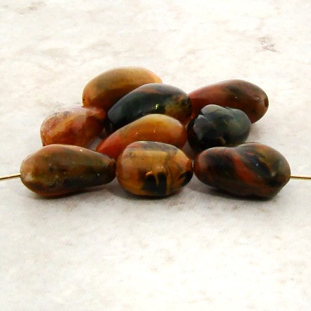 (image for) CORNELIAN MARBLE 13X9MM NUGGET BEADS - Lot of 12