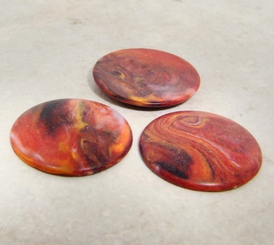 (image for) 28mm. RUST MARBLE MATTE ROUND CABOCHONS - Lot of 36