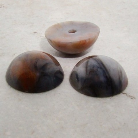(image for) 20mm. GREY BRONZE INLAY MARBLE ROUND CABOCHONS - Lot of 36
