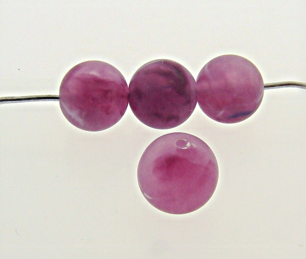 (image for) PURPLE MATTE MARBLE 8MM SMOOTH ROUND BEADS - Lot of 12