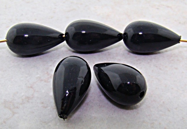 (image for) GREY 20X11MM TEAR DROP SMOOTH BEADS - Lot of 12