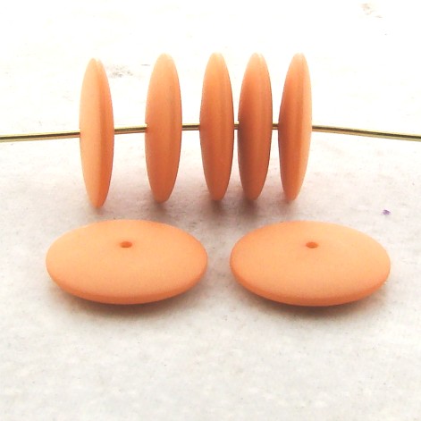 (image for) PEACH MATTE 16MM SMOOTH SPACER DISC BEADS - Lot of 12