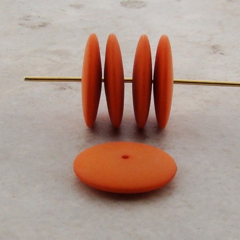 (image for) PUMPKIN MATTE 18MM SMOOTH SPACER DISC BEADS - Lot of 12