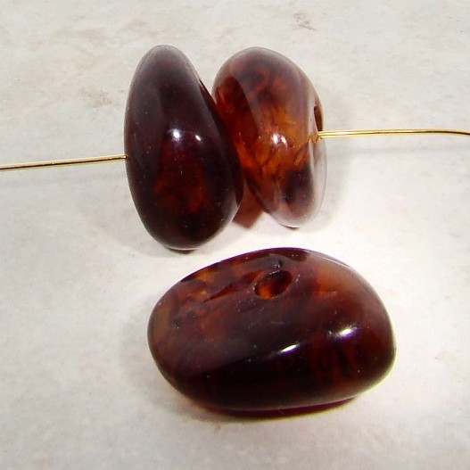 (image for) BROWN MARBLE 28X23MM NUGGET BEADS - Lot of 12