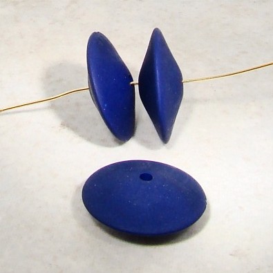 (image for) BLUE MATTE 20X7MM SAUCER SPACER BEADS - Lot of 12