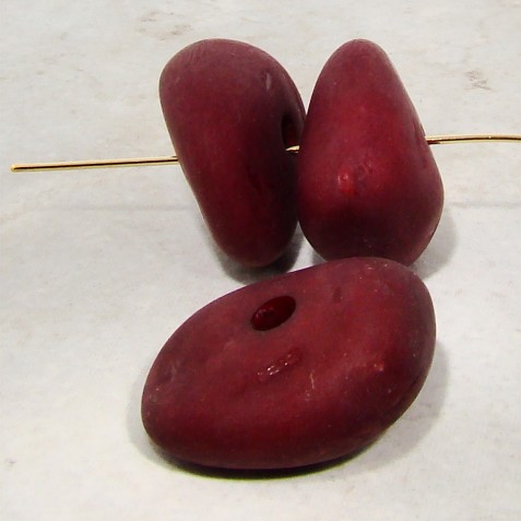 (image for) BURGUNDY MATTE 28X23MM NUGGET BEADS - Lot of 12