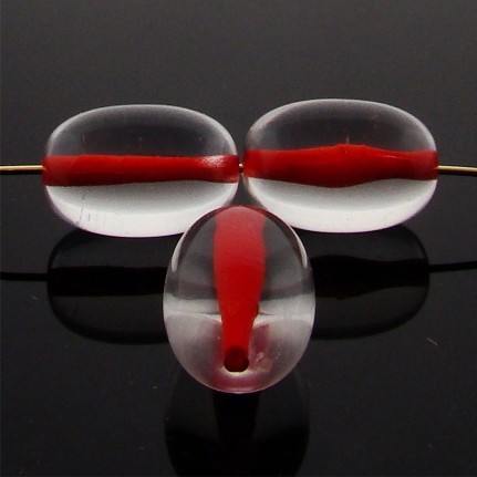 (image for) CRYSTAL RED LINED 20X14MM OVAL BEADS - Lot of 12