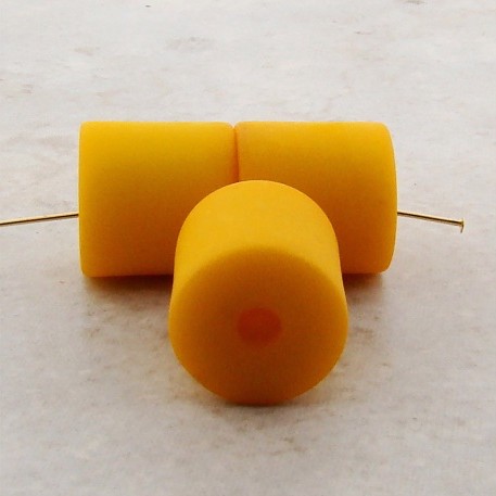 (image for) YELLOW MATTE 16MM X 16MM SMOOTH BARREL BEADS - Lot of 12