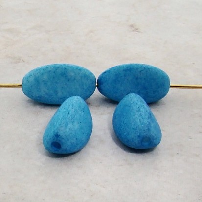 (image for) BLUE MATT 18X10MM TRIANGULAR OVAL BEADS - Lot of 12