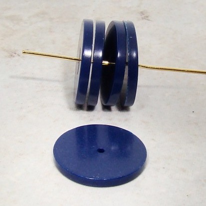 (image for) NAVY 19x2mm. FLAT ROUND SPACER BEADS - Lot of 12