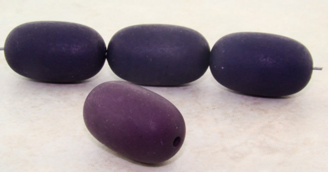 (image for) PURPLE MATTE 27X16MM OVAL SMOOTH BEADS - Lot of 12