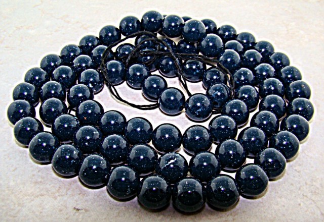 (image for) NAVY SPECKLE 10MM ROUND SMOOTH BEADS - Lot of 79