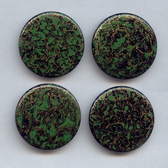 (image for) 37mm.GREEN GOLD WATERSPOT ROUND CABOCHONS - Lot of 36