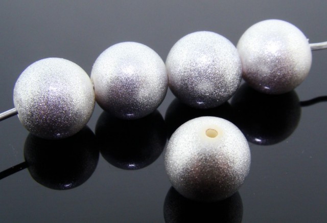 (image for) SILVER SPECKLED 10MM ROUND BEADS - Lot of 12