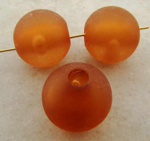(image for) SEPIA MATTE 20MM LARGE HOLE SMOOTH ROUND BEADS - Lot of 12