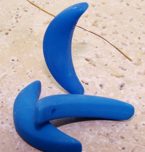 (image for) BLUE MATTE 40MM LONG 10MM WIDE MOON PENDANTS - lot of 12