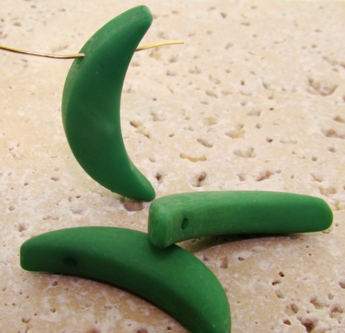 (image for) GREEN MATTE 40MM LONG 10MM WIDE MOON PENDANTS - lot of 12
