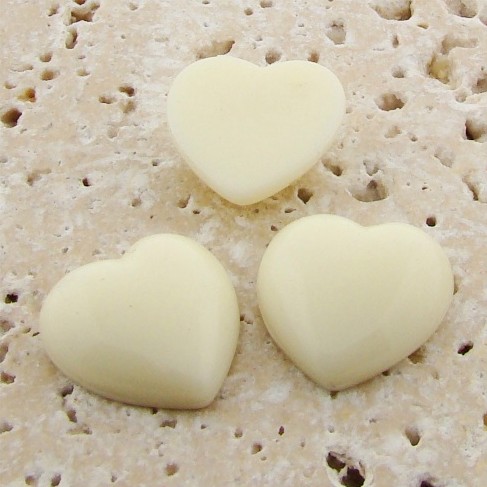 (image for) Ivory Opaque Smooth - 18mm. Heart Domed Cabochons - Lots of 144