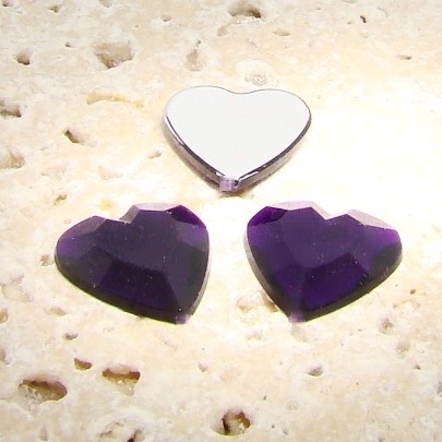 (image for) Amethyst Jewel Faceted - 15mm. Heart Cabochons - Lots of 144